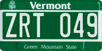 VT license plate ZRT049