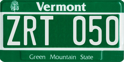 VT license plate ZRT050