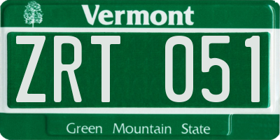 VT license plate ZRT051