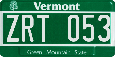 VT license plate ZRT053