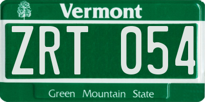 VT license plate ZRT054