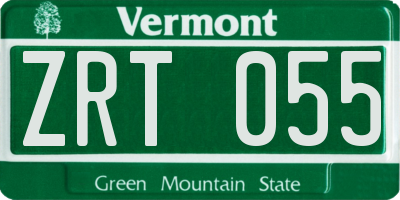 VT license plate ZRT055