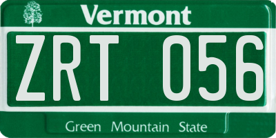 VT license plate ZRT056