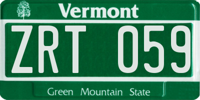 VT license plate ZRT059