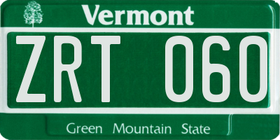 VT license plate ZRT060