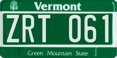 VT license plate ZRT061