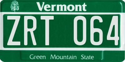 VT license plate ZRT064