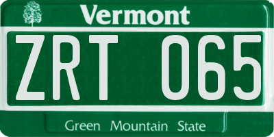 VT license plate ZRT065