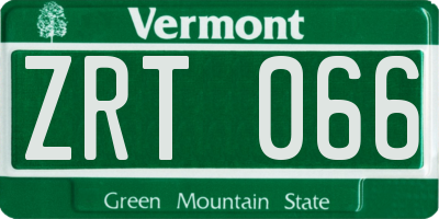 VT license plate ZRT066