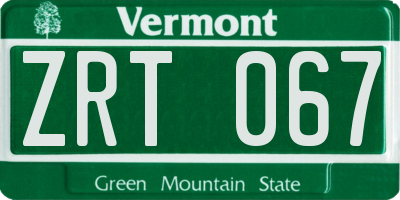 VT license plate ZRT067