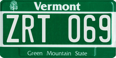 VT license plate ZRT069