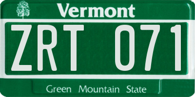 VT license plate ZRT071