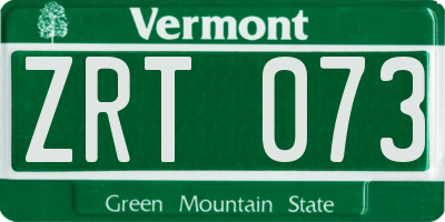 VT license plate ZRT073