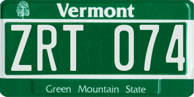 VT license plate ZRT074