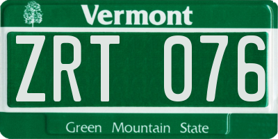 VT license plate ZRT076