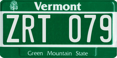 VT license plate ZRT079