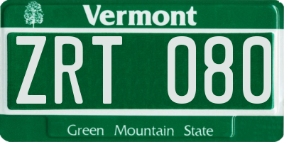 VT license plate ZRT080