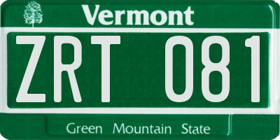VT license plate ZRT081
