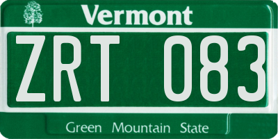 VT license plate ZRT083