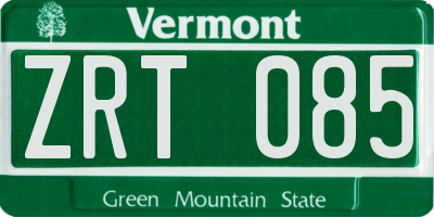 VT license plate ZRT085