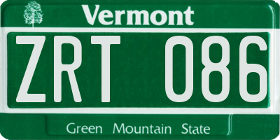VT license plate ZRT086