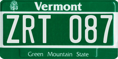 VT license plate ZRT087