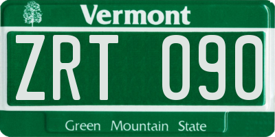 VT license plate ZRT090