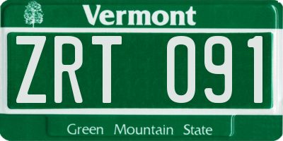 VT license plate ZRT091