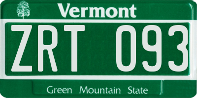 VT license plate ZRT093