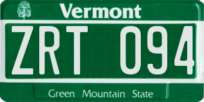 VT license plate ZRT094