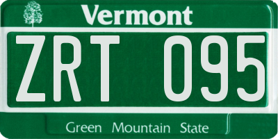 VT license plate ZRT095
