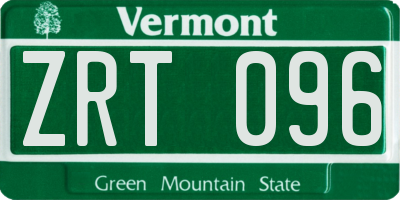 VT license plate ZRT096