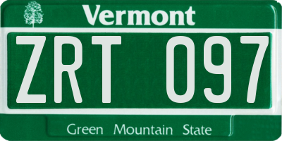 VT license plate ZRT097