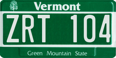 VT license plate ZRT104