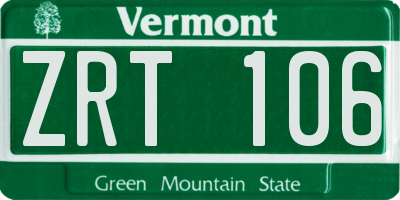 VT license plate ZRT106