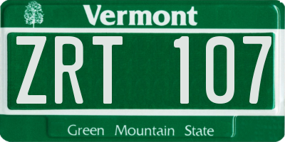 VT license plate ZRT107