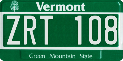 VT license plate ZRT108
