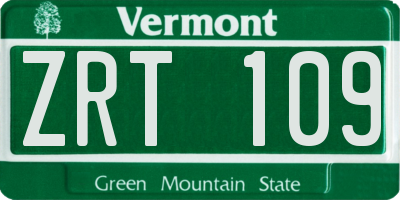 VT license plate ZRT109