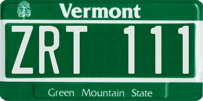 VT license plate ZRT111