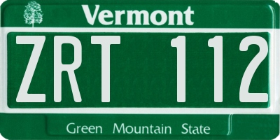 VT license plate ZRT112