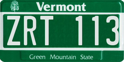 VT license plate ZRT113