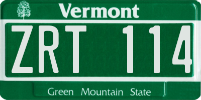 VT license plate ZRT114