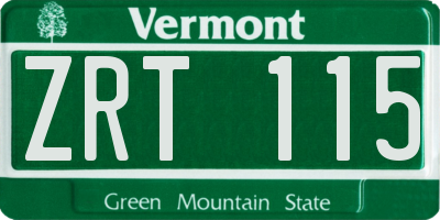 VT license plate ZRT115