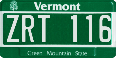 VT license plate ZRT116