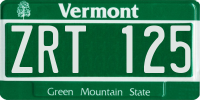 VT license plate ZRT125