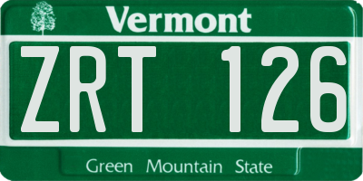 VT license plate ZRT126