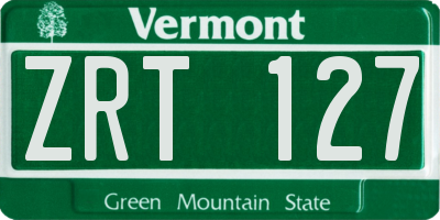 VT license plate ZRT127