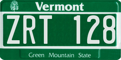 VT license plate ZRT128