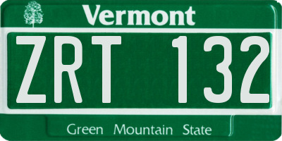 VT license plate ZRT132
