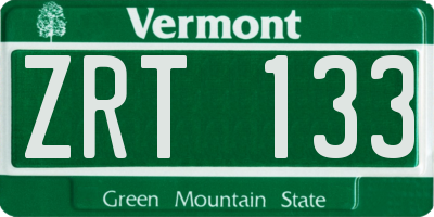 VT license plate ZRT133